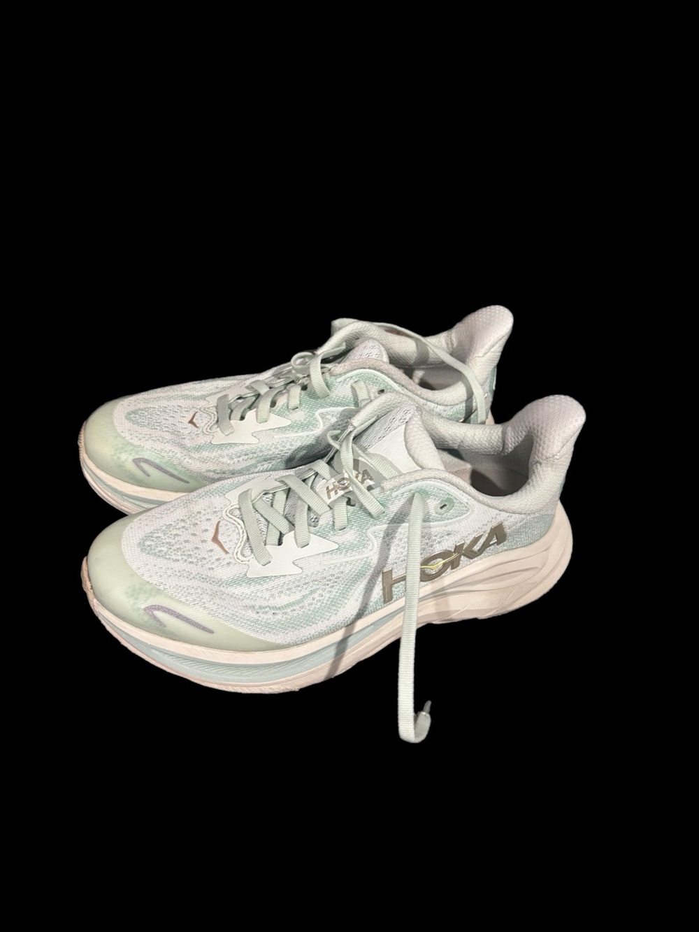 Hoka UNISEX Youth Running Shoes in Mint Green and White